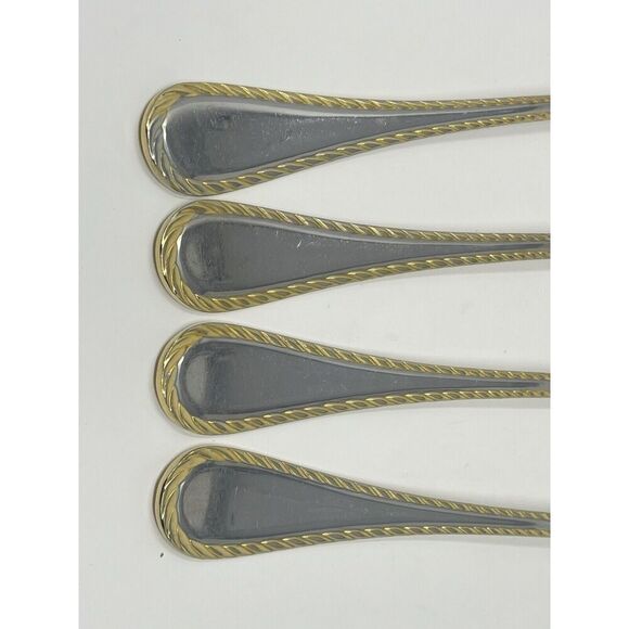 Oneida GOLDEN BELMONT Stainless Rope Edge Gold Dinner Forks 8 1/8” Set Of 4 - Picture 3 of 7